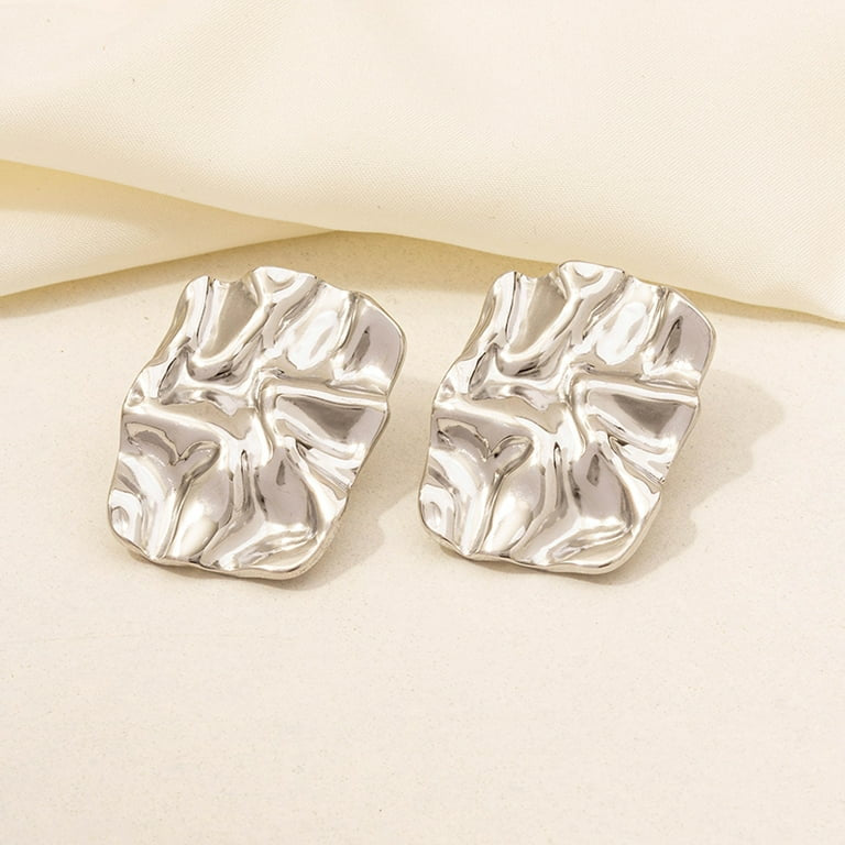 HAMMERED RECTANGLE EARRINGS