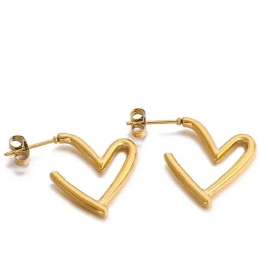 HOLLOW HEART HOOP EARRINGS