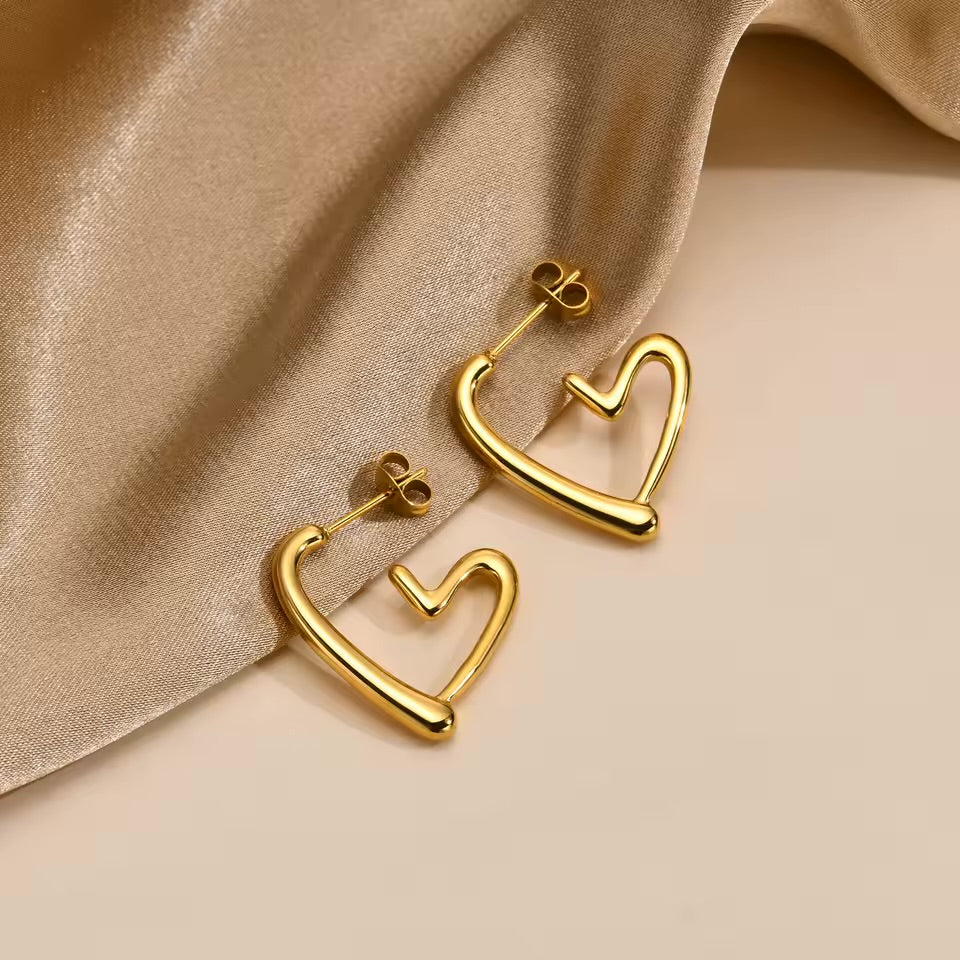 HOLLOW HEART HOOP EARRINGS