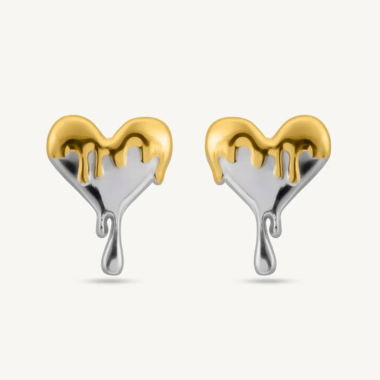 DRIPPING HEART STUD EARRINGS