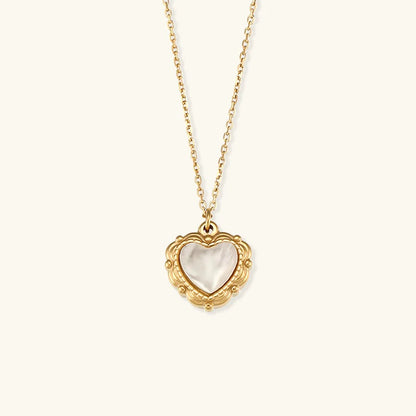 WHITE SHELL HEART NECKLACE