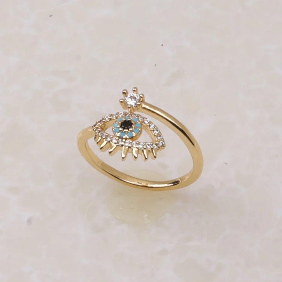 EVIL EYE 18K GOLD PLATED RING