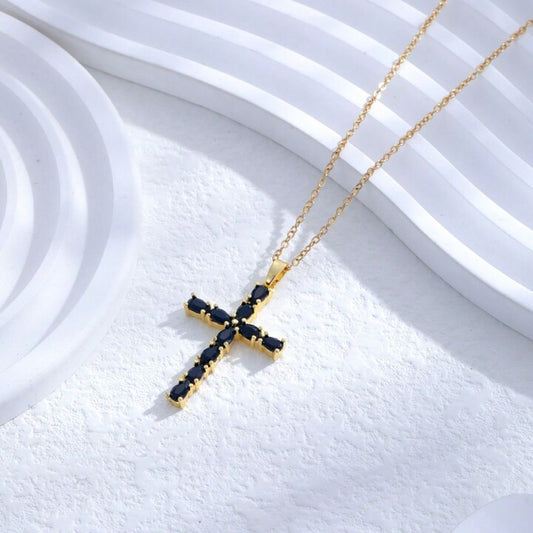 BLACK CROSS NECKLACE
