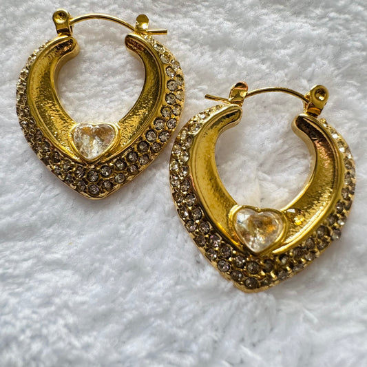 HEART CRYSTAL HOOPS